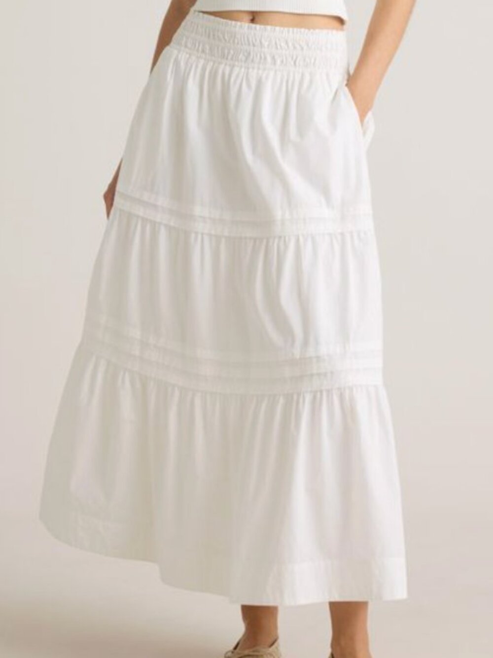 Anthropologie White Midi Skirt